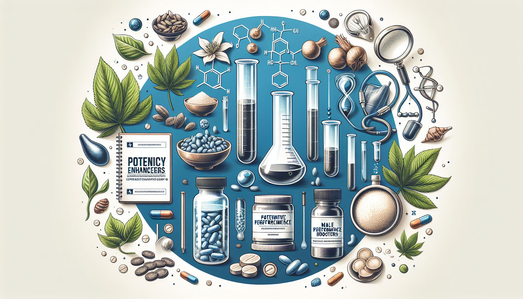 Infographic illustrating various types of potency enhancers, their mechanisms, and safety tips